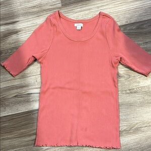 Sundance Pink Ribbed T-Shirt with Scoop Neckline